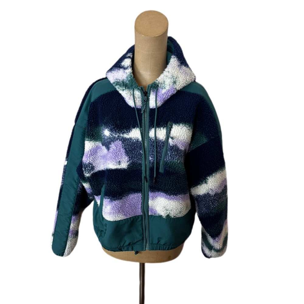 Alpine Designs Purple Blue & Green Sherpa Hoodie Jacket Size Medium
